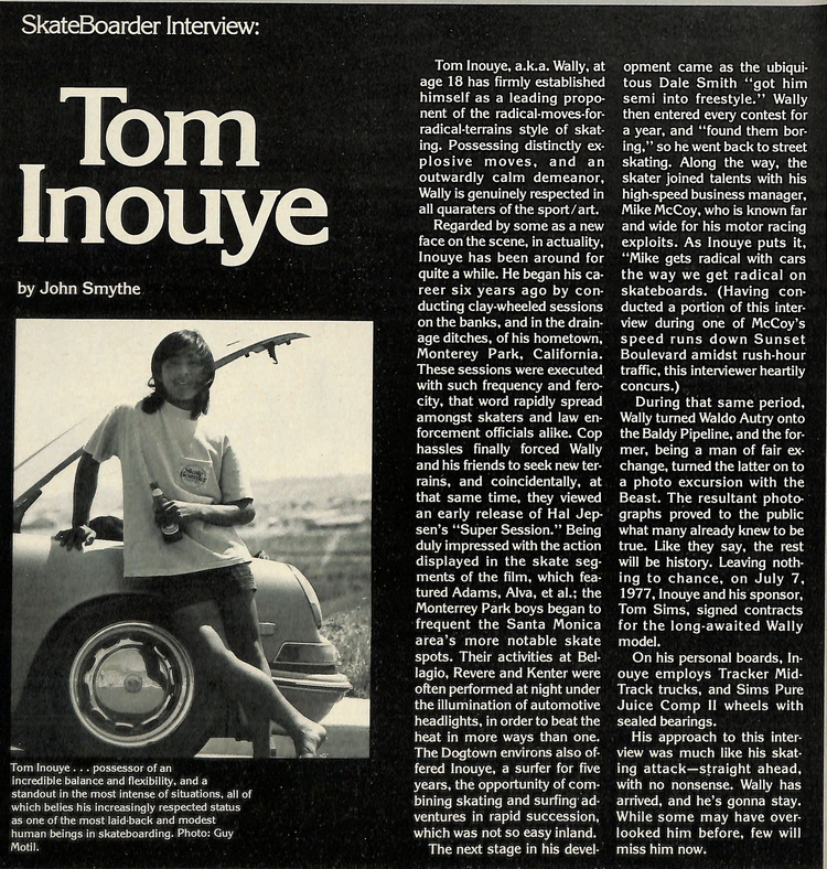SkateBoarder magazine interview with Tom Inouye