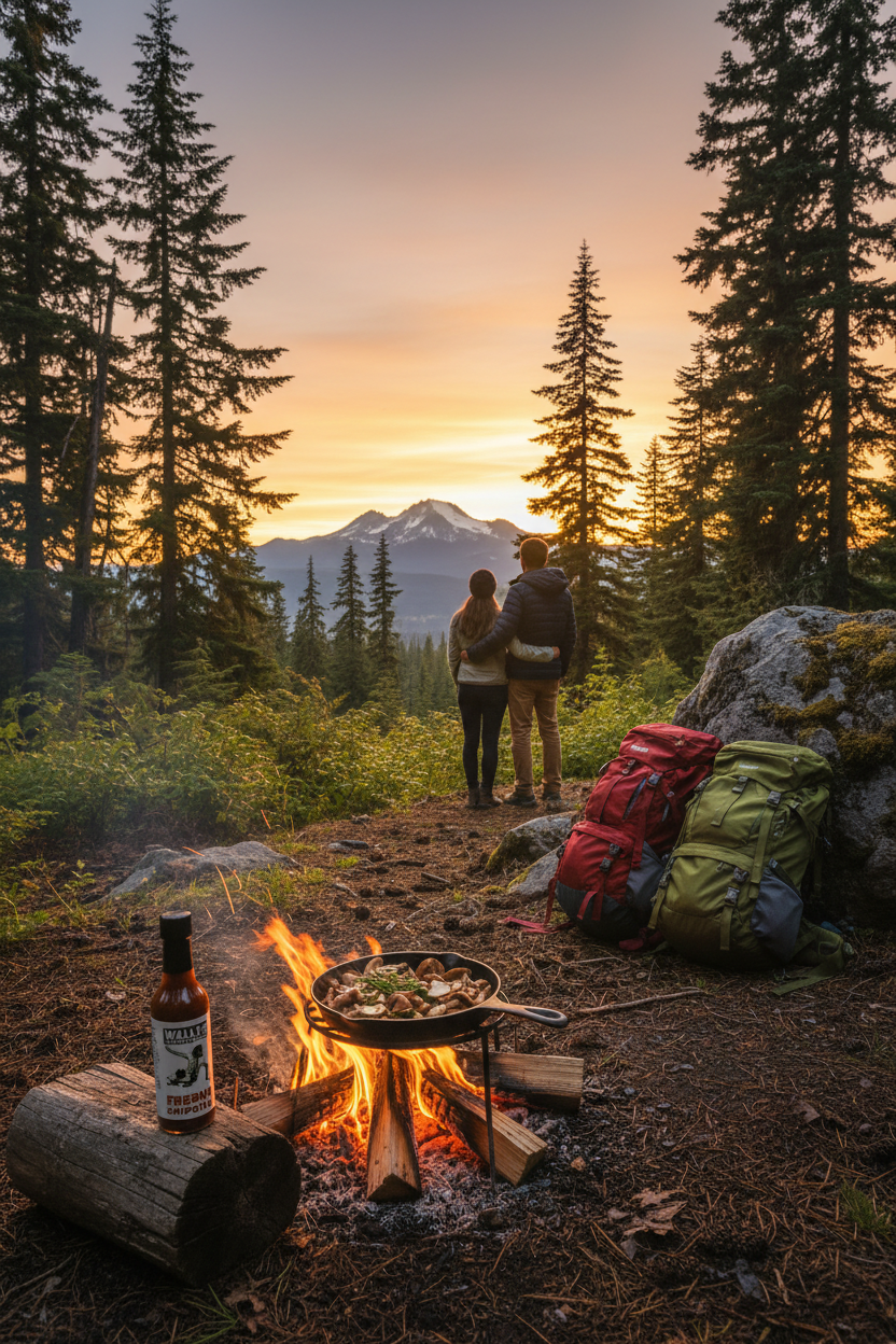 Campfire Sunset Scene - Mt. Hood