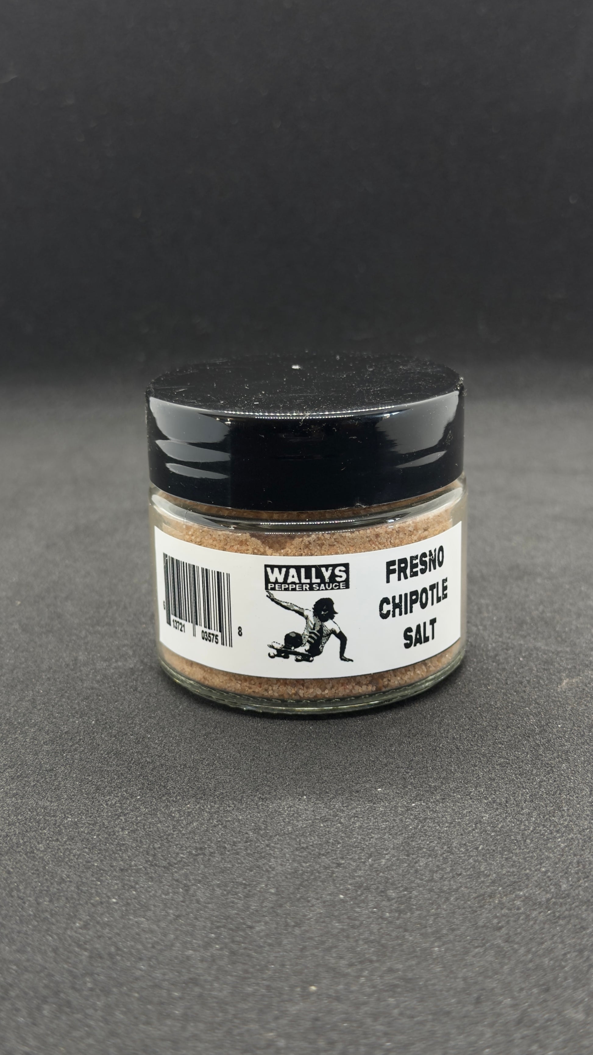 Fresno Chipotle Salt jar by Wallys Pepper Sauce