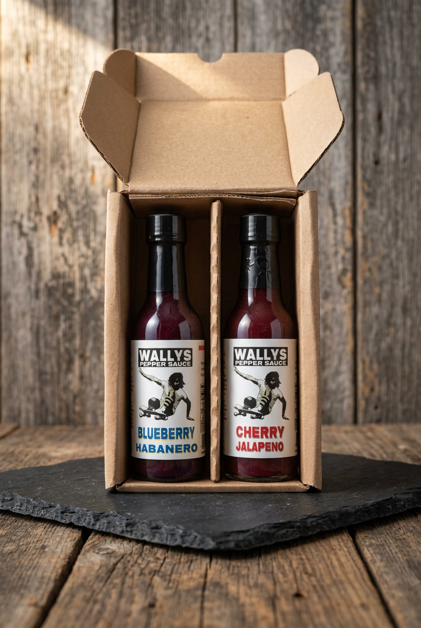Wallys 2-pack gift box with two pepper sauces